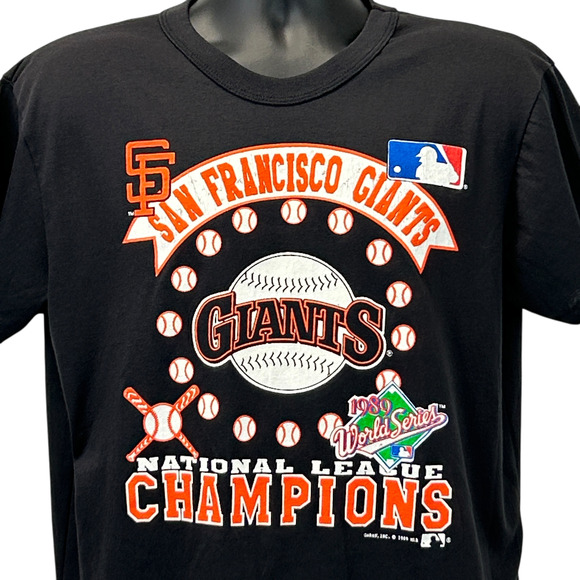 Vintage San Francisco SF Giants 1989 World Series T Shirt Mens L Large Black 80s - Picture 1 of 8